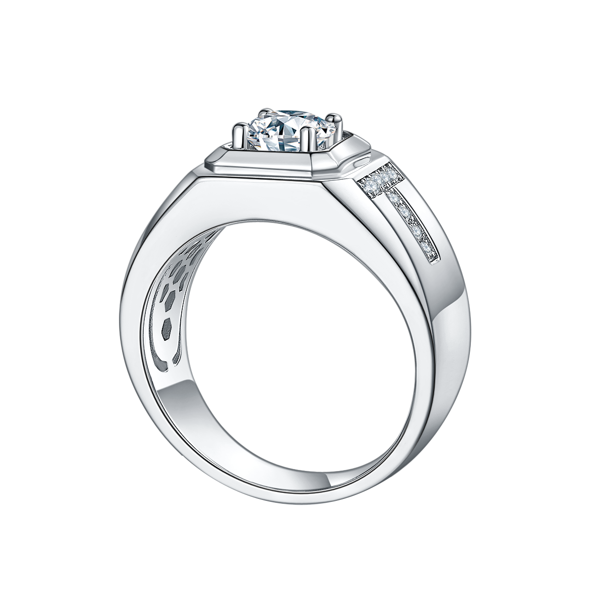 Men's Bezel Set Round Diamond Vintage Ring