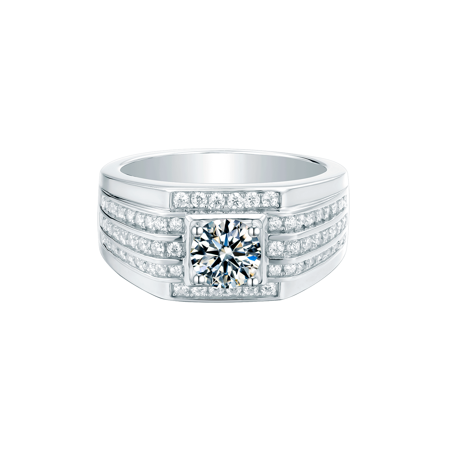 Men's Round Lab-Grown Diamond Multi-Row Ring