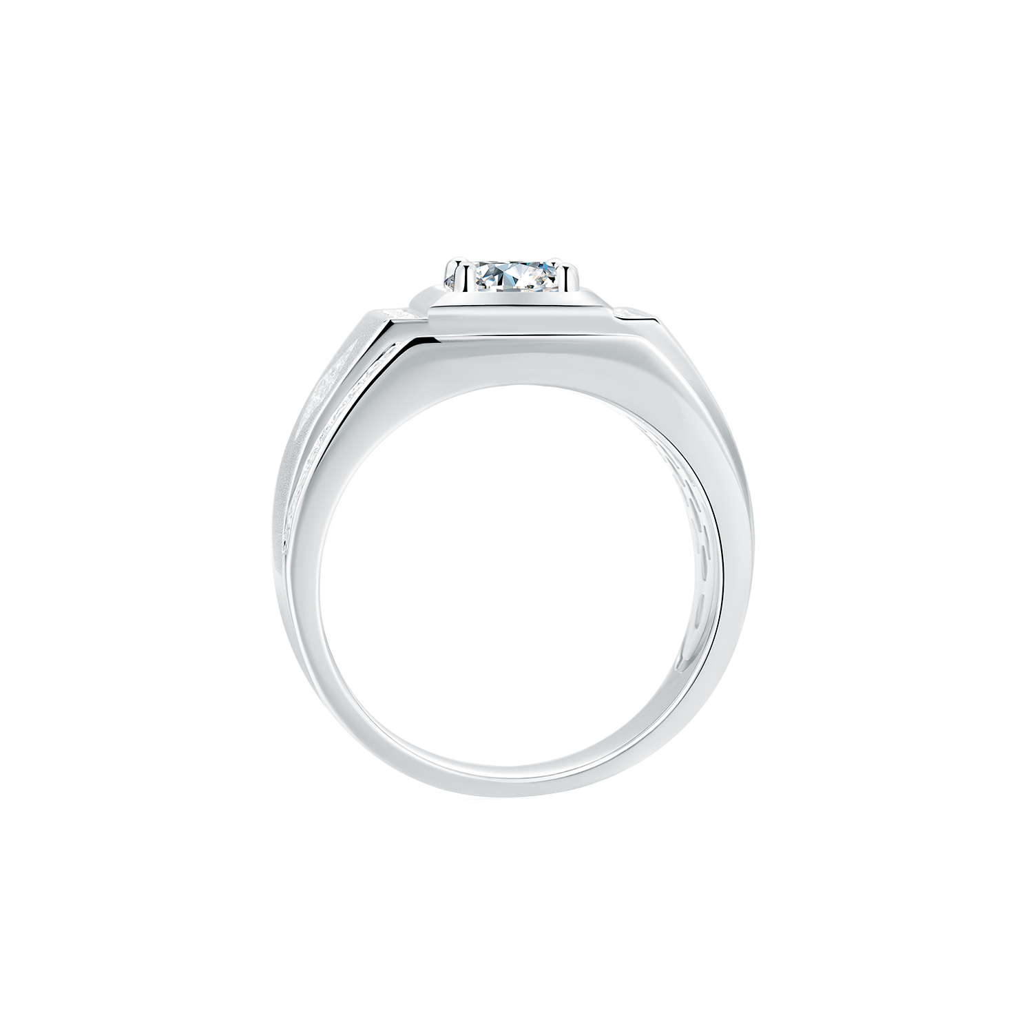 Men's Round Lab-Grown Diamond Side Stone Ring