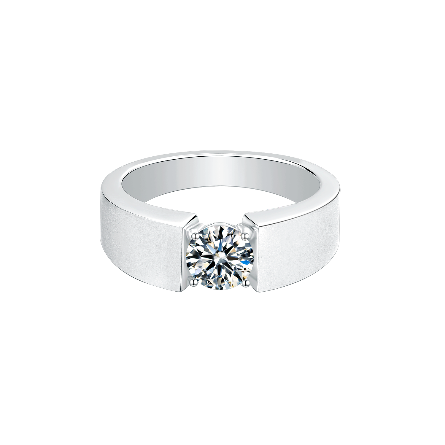 Men's Round Lab Diamond Solitaire Engagement Ring