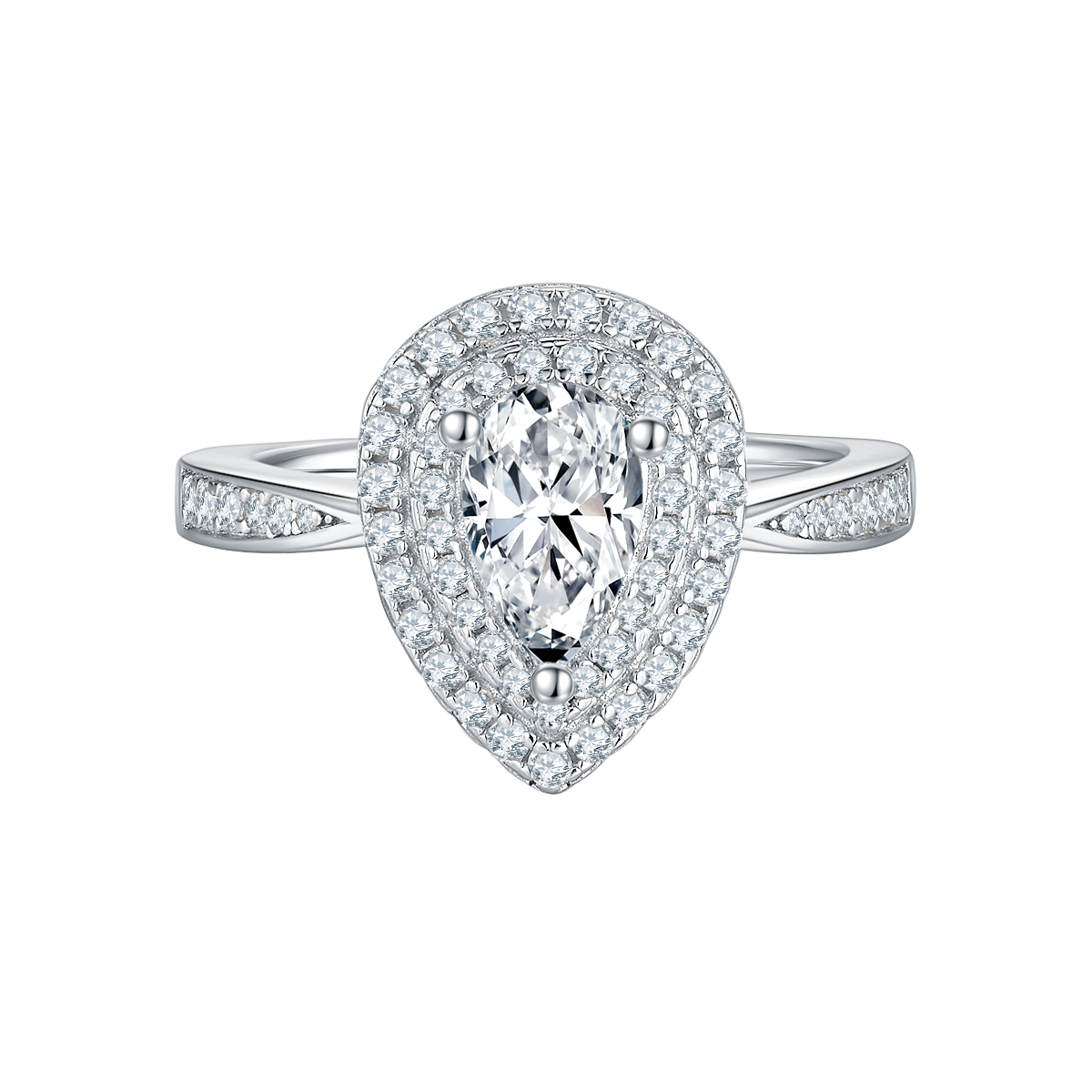 Pear Shape Lab-Grown Diamond Double Halo Engagement Ring