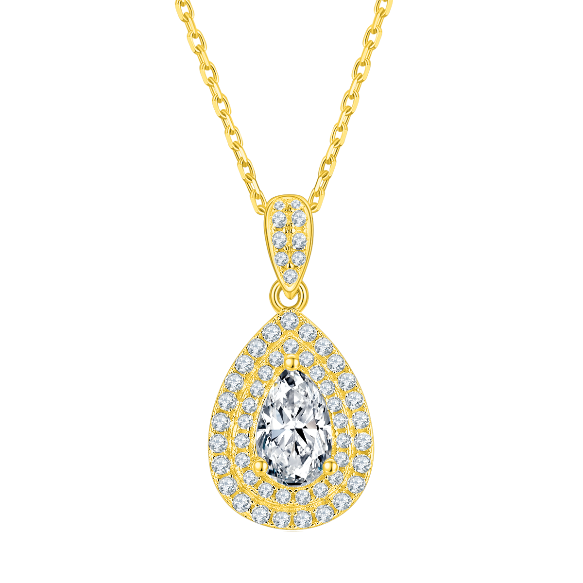 Pear Shape Lab-Grown Diamond Double Halo Necklace