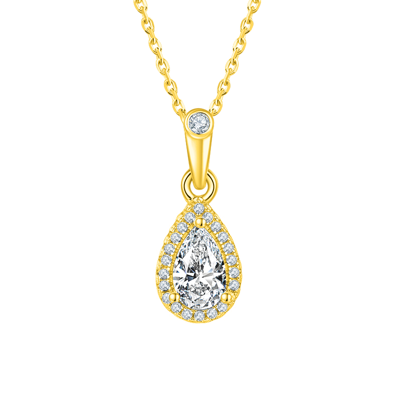 Pear Shape Lab Grown Diamond Halo Necklace