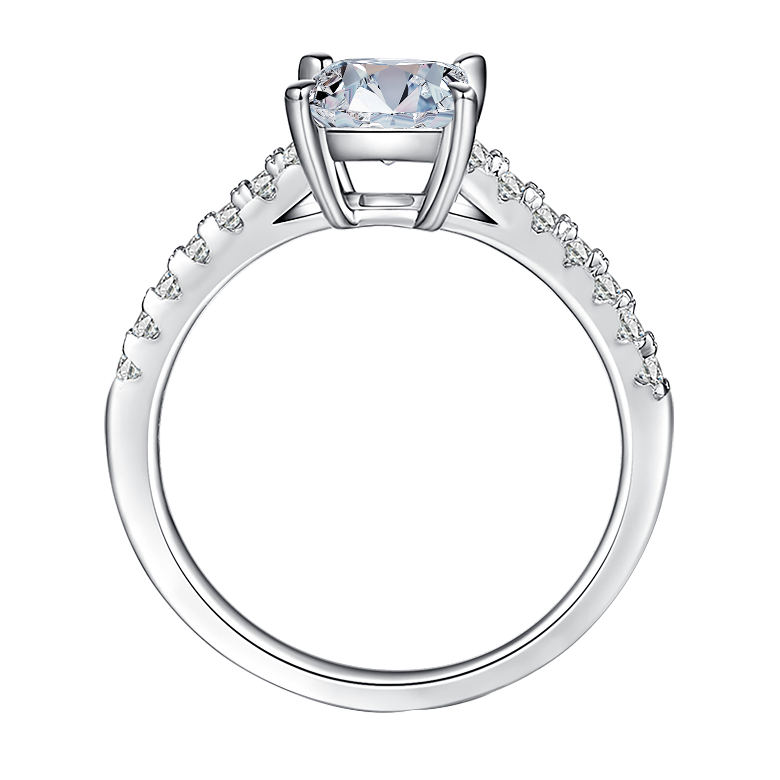 Princess Cut Laboratory Diamond Side Stone Engagement Ring