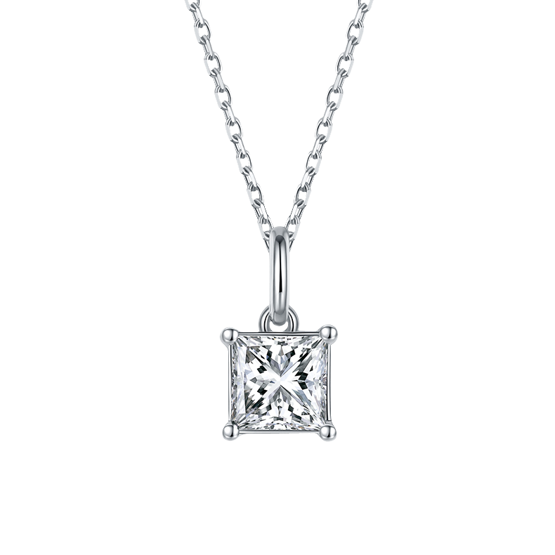 Princess shaped Lab Grown Diamond necklace 