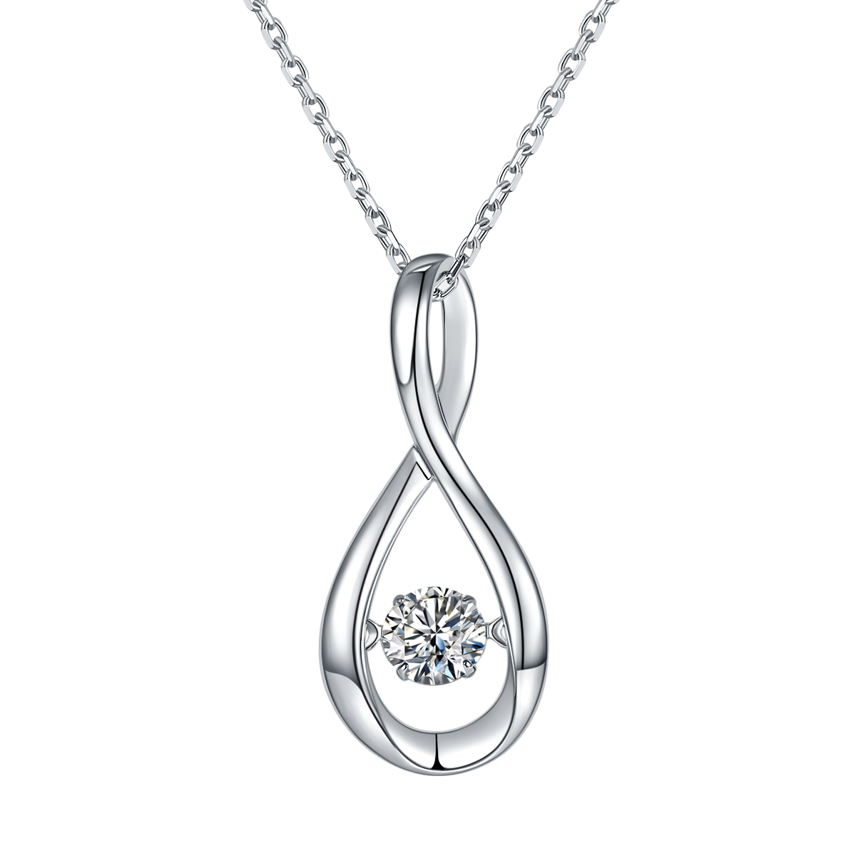 Round Lab-Grown Diamond Drop Pendant Necklace