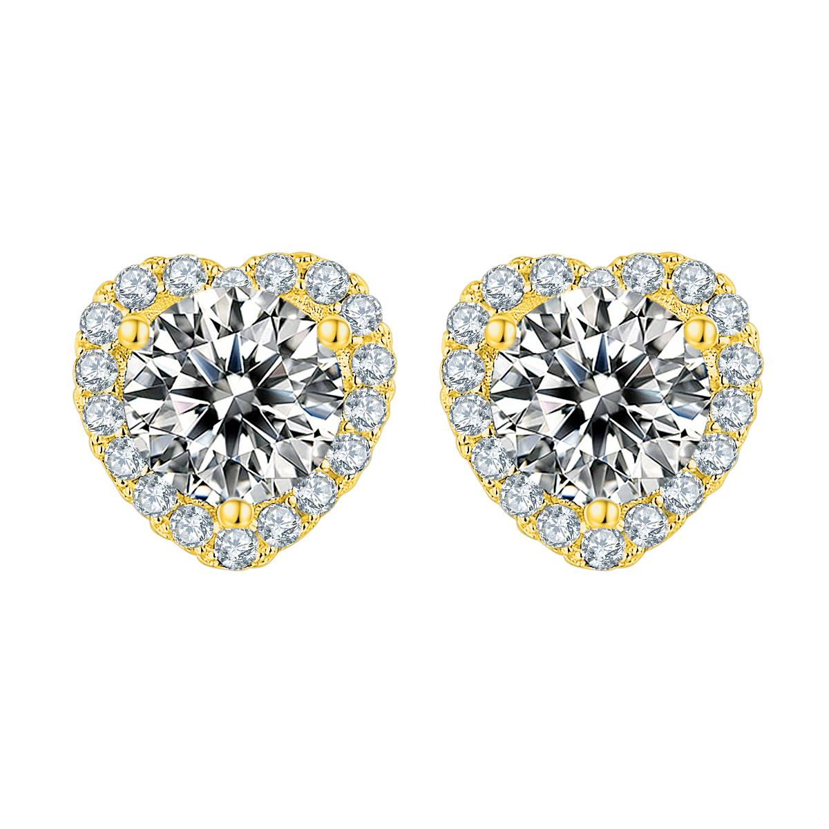 Round Lab-Grown Diamond Heart Halo Stud Earrings