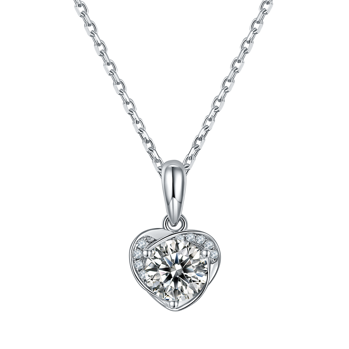 Round Lab-Grown Diamond Heart Pendant Necklace