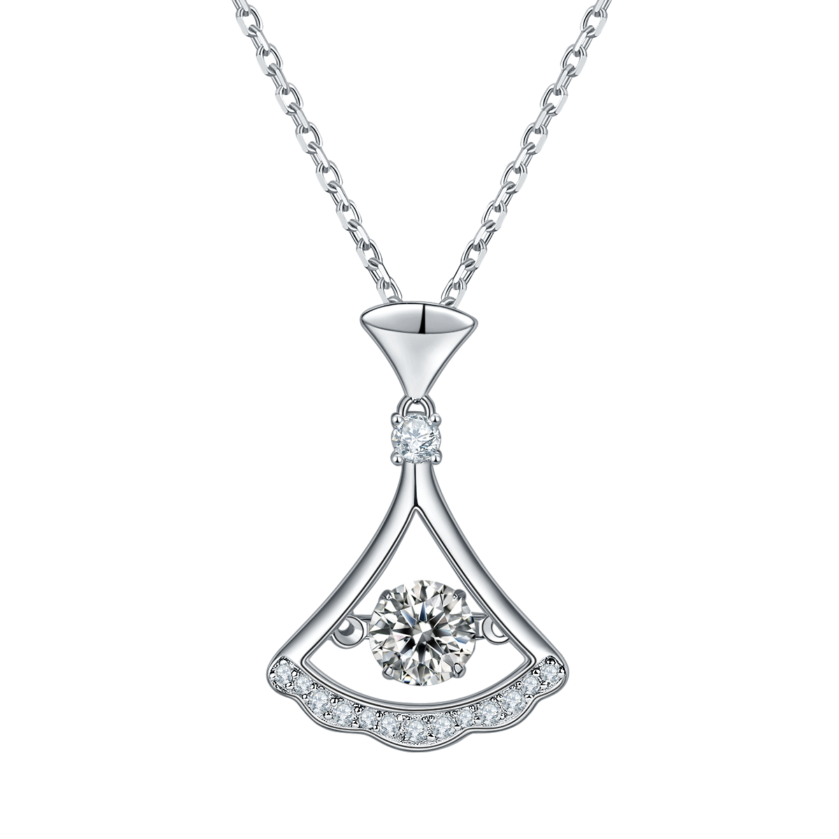 Round Lab-Grown Diamond Miniskirt Pendant Necklace