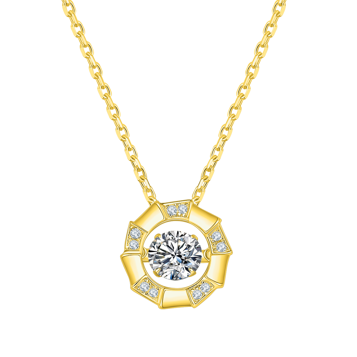 Round Lab Diamond Bamboo Pendant Necklace