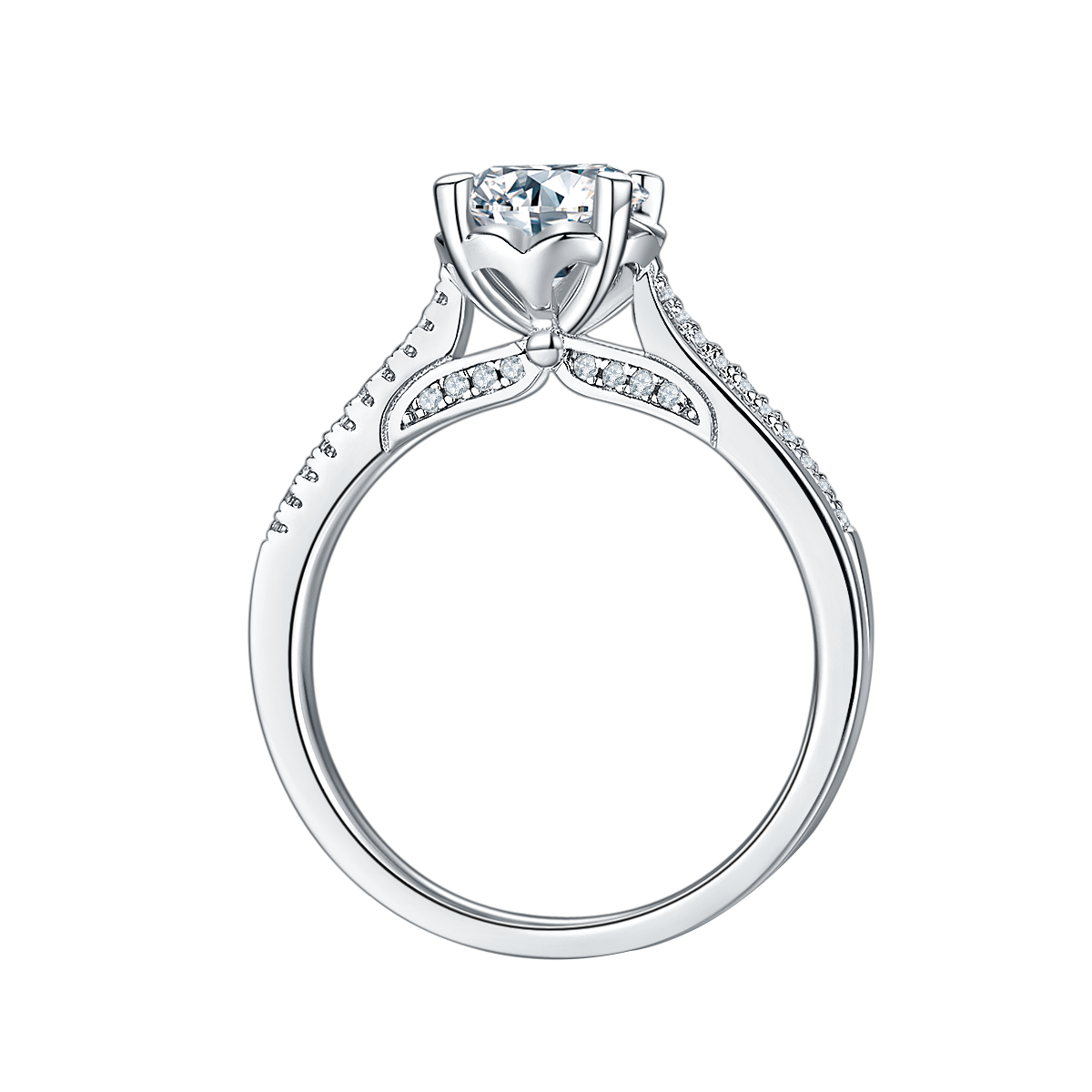 Round Lab Diamond Shoulder Set Vintage Ring