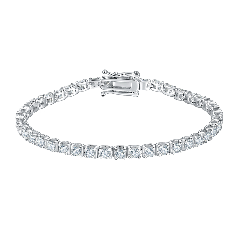 Round Lab Grown Diamond 14K Gold Four Prong Tennis Bracelet