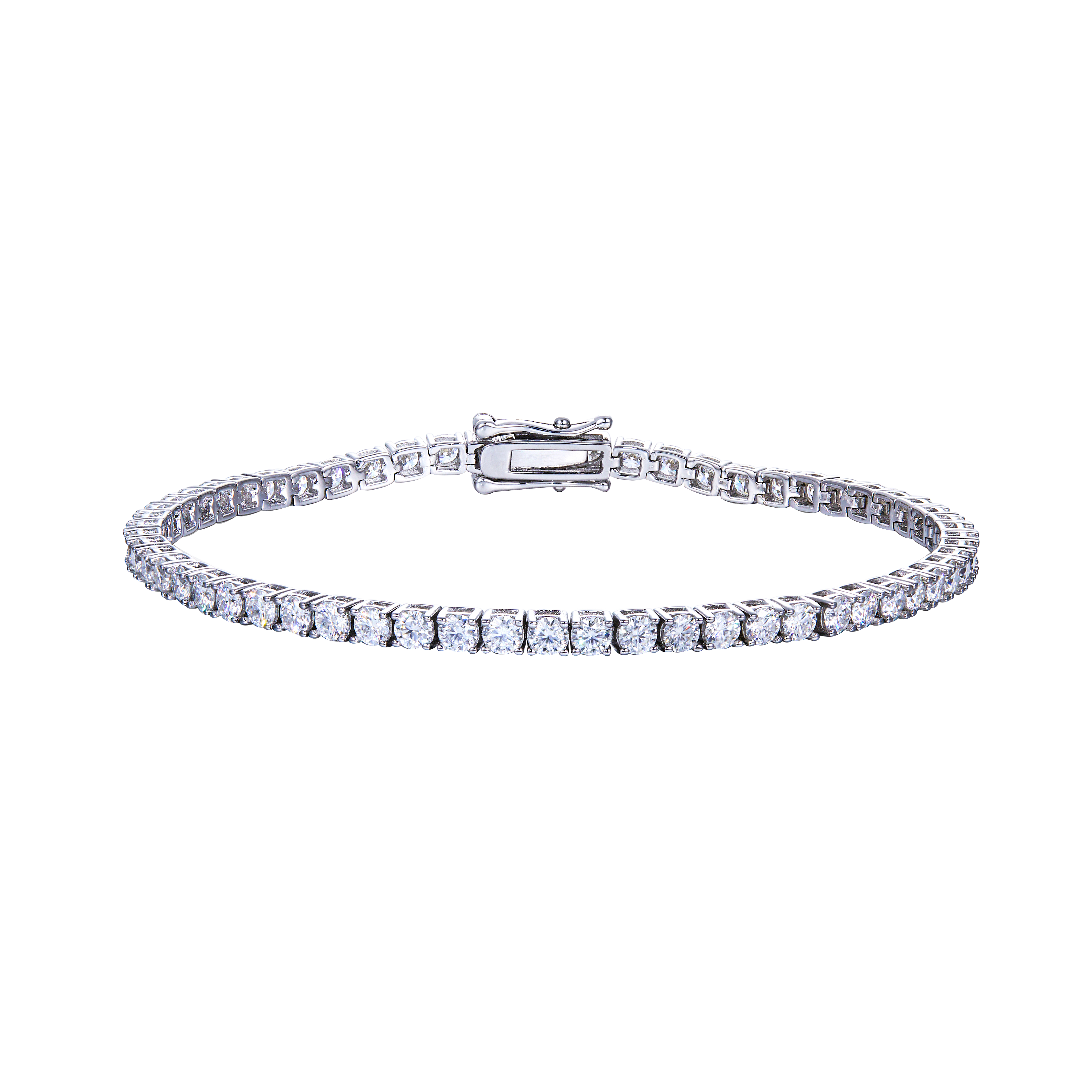 Round Lab Grown Diamond 14K Gold Four Prong Tennis Bracelet