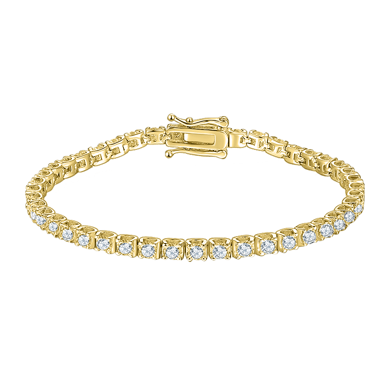 Round Lab Grown Diamond 14K Gold Four Prong Tennis Bracelet