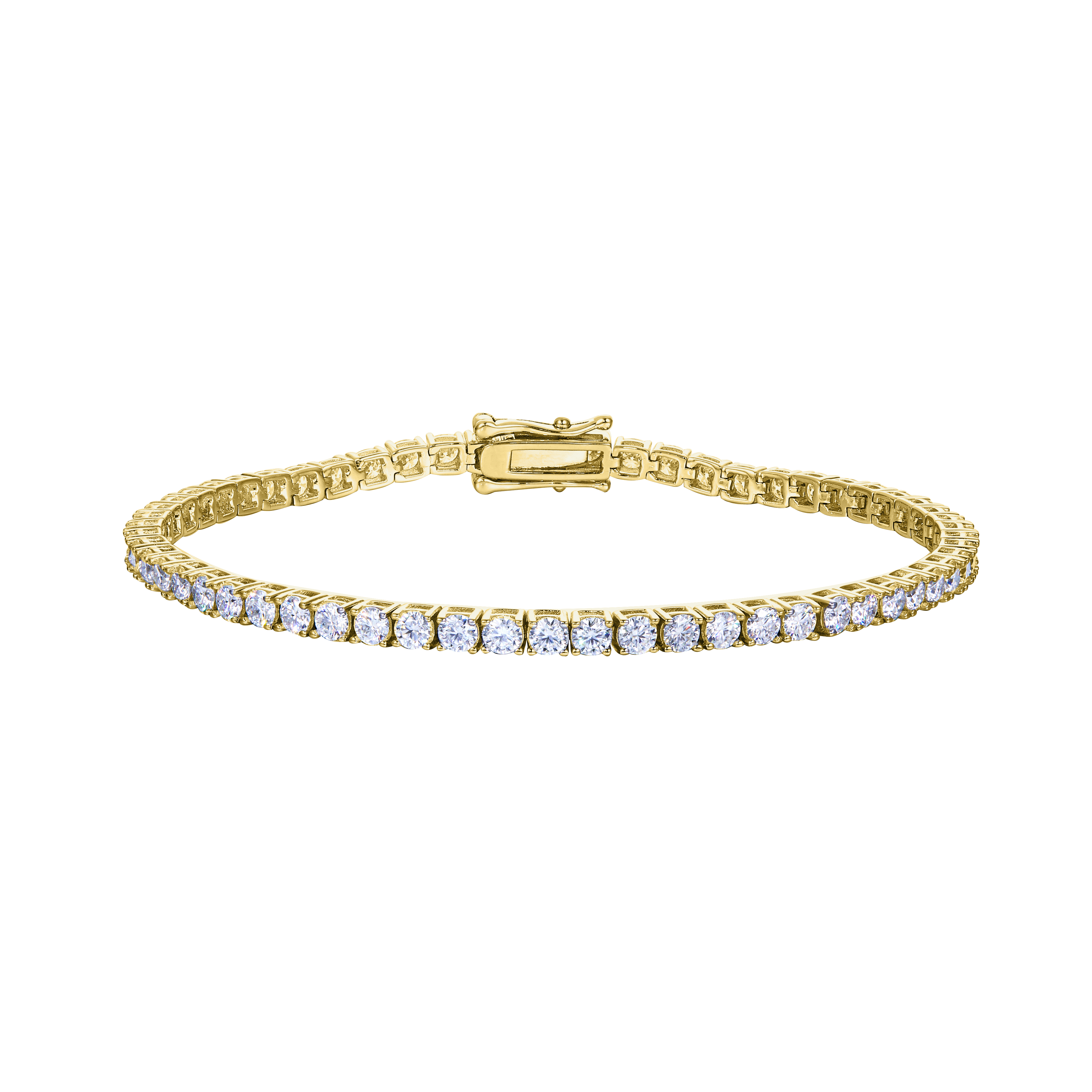 Round Lab Grown Diamond 14K Gold Four Prong Tennis Bracelet