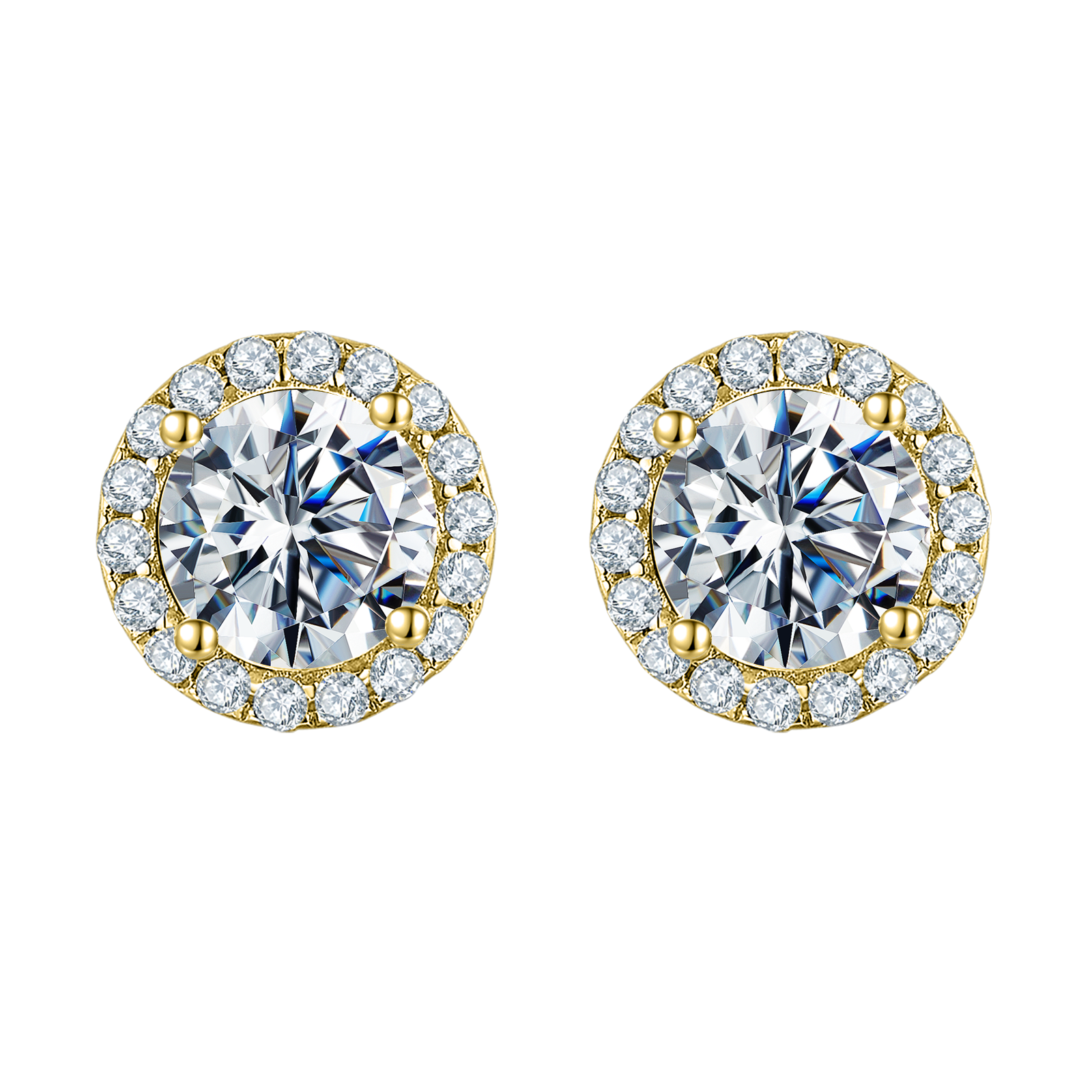 Round Lab Grown Diamond 14K Gold Halo Stud Earrings