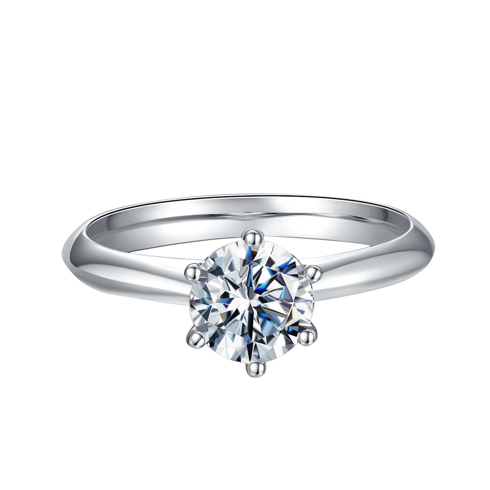 Round Lab Grown Diamond 14K Gold Classic Six Prong Solitaire Ring