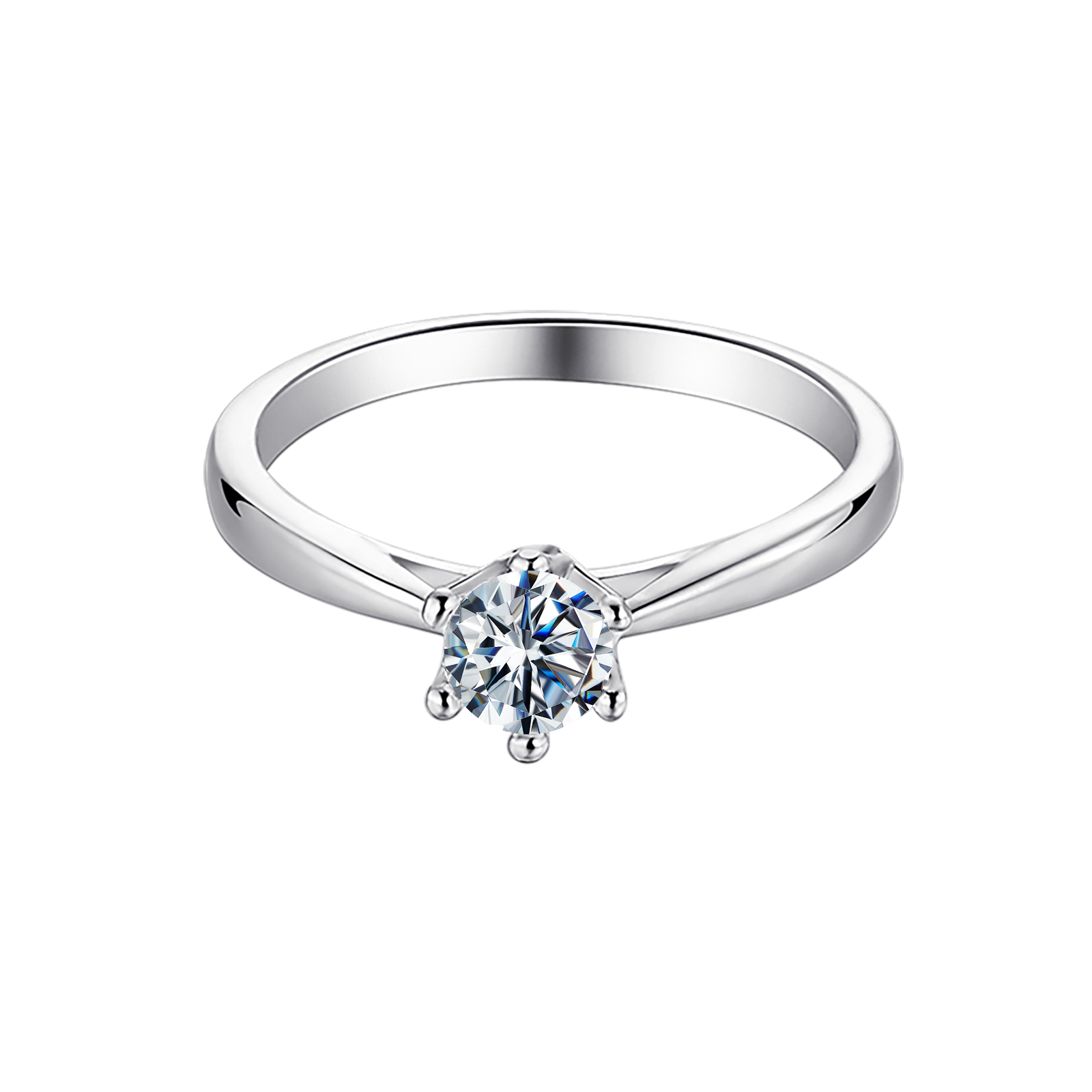 Round Lab Grown Diamond 14K Gold Six-Prong Solitaire Engagement Ring