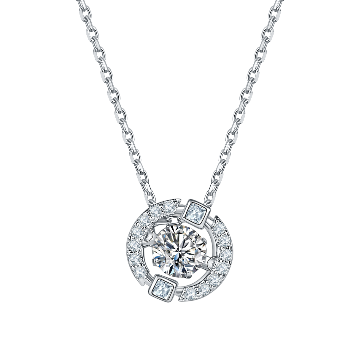 Round Lab Grown Diamond Beating Heart Pendant Necklace