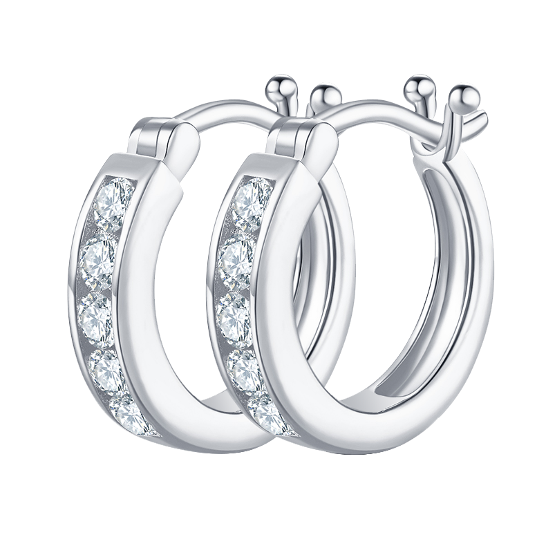 Round Lab Grown Diamond Channel Set Hoop Earrings