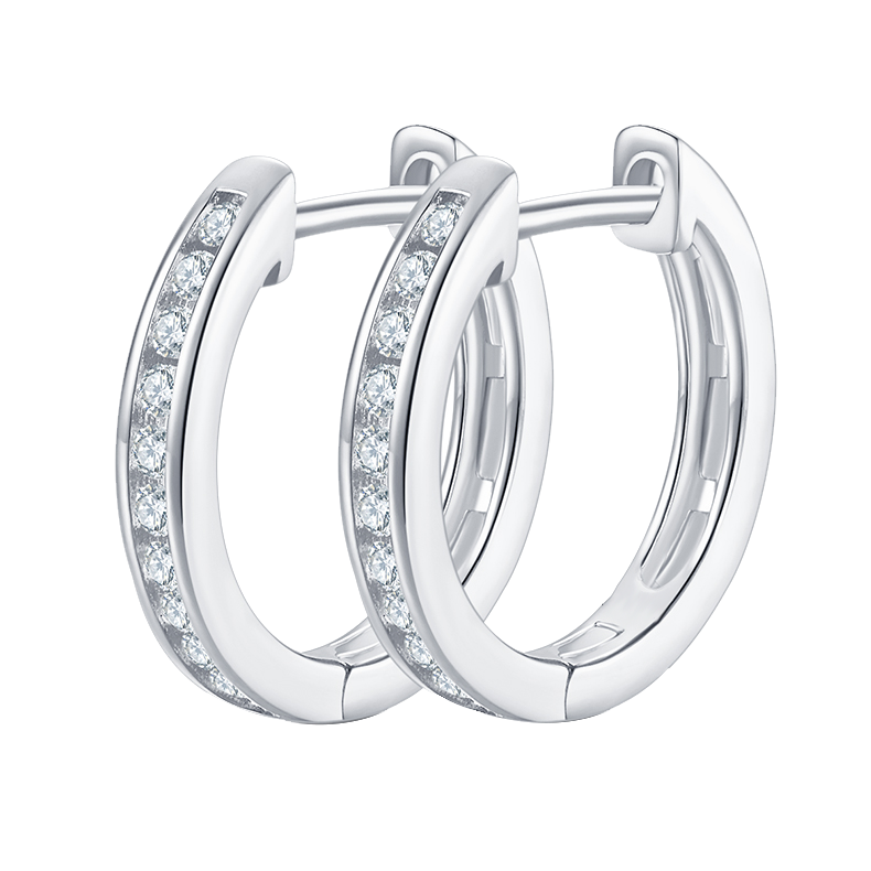 Round Lab Grown Diamond Channel Set Hoop Earrings