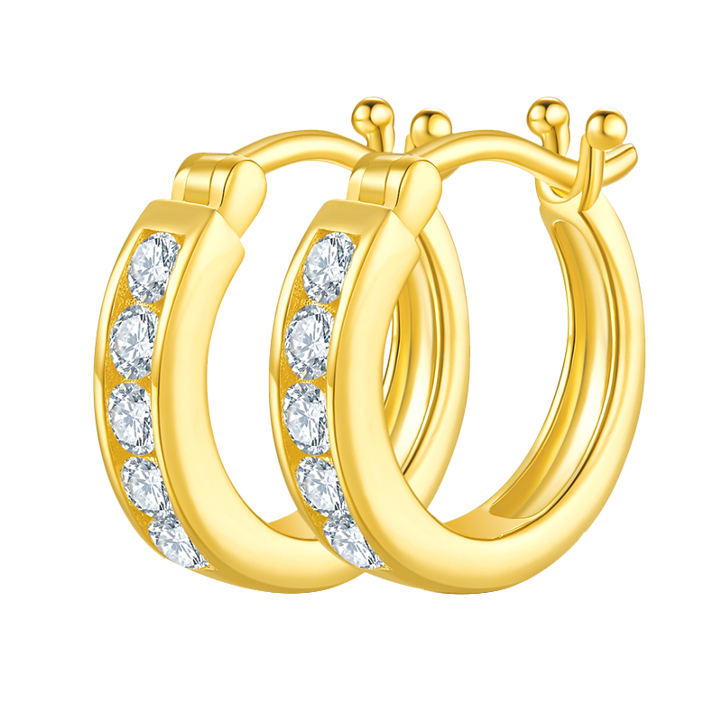 Round Lab Grown Diamond Channel Set Hoop Earrings