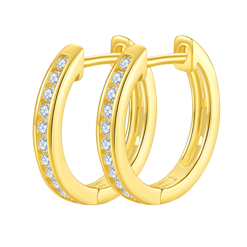 Round Lab Grown Diamond Channel Set Hoop Earrings