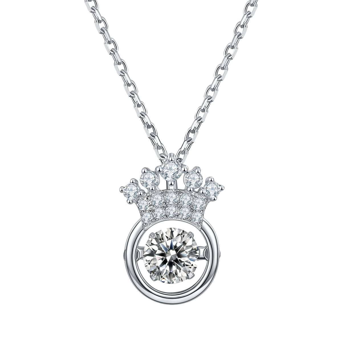 Round Lab Grown Diamond Crown Pendant Necklace