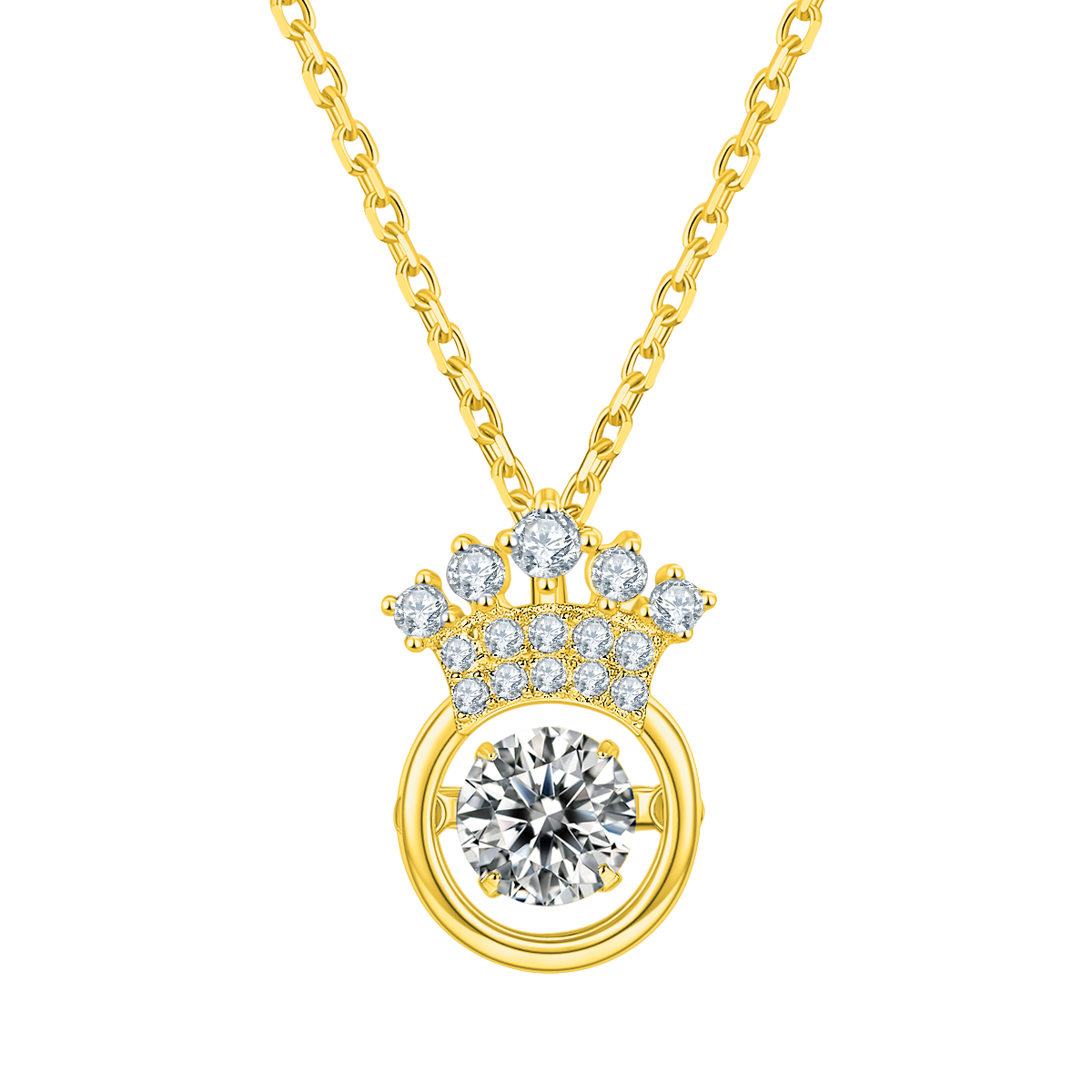 Round Lab Grown Diamond Crown Pendant Necklace