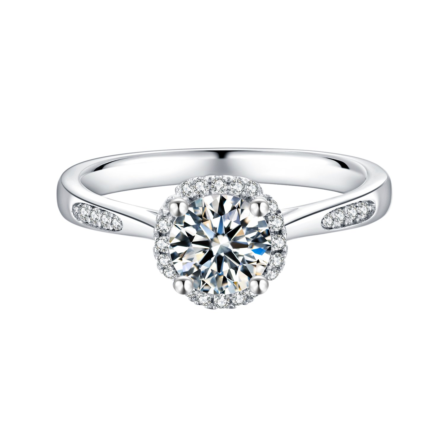 Round Lab Grown Diamond Halo Engagement Ring