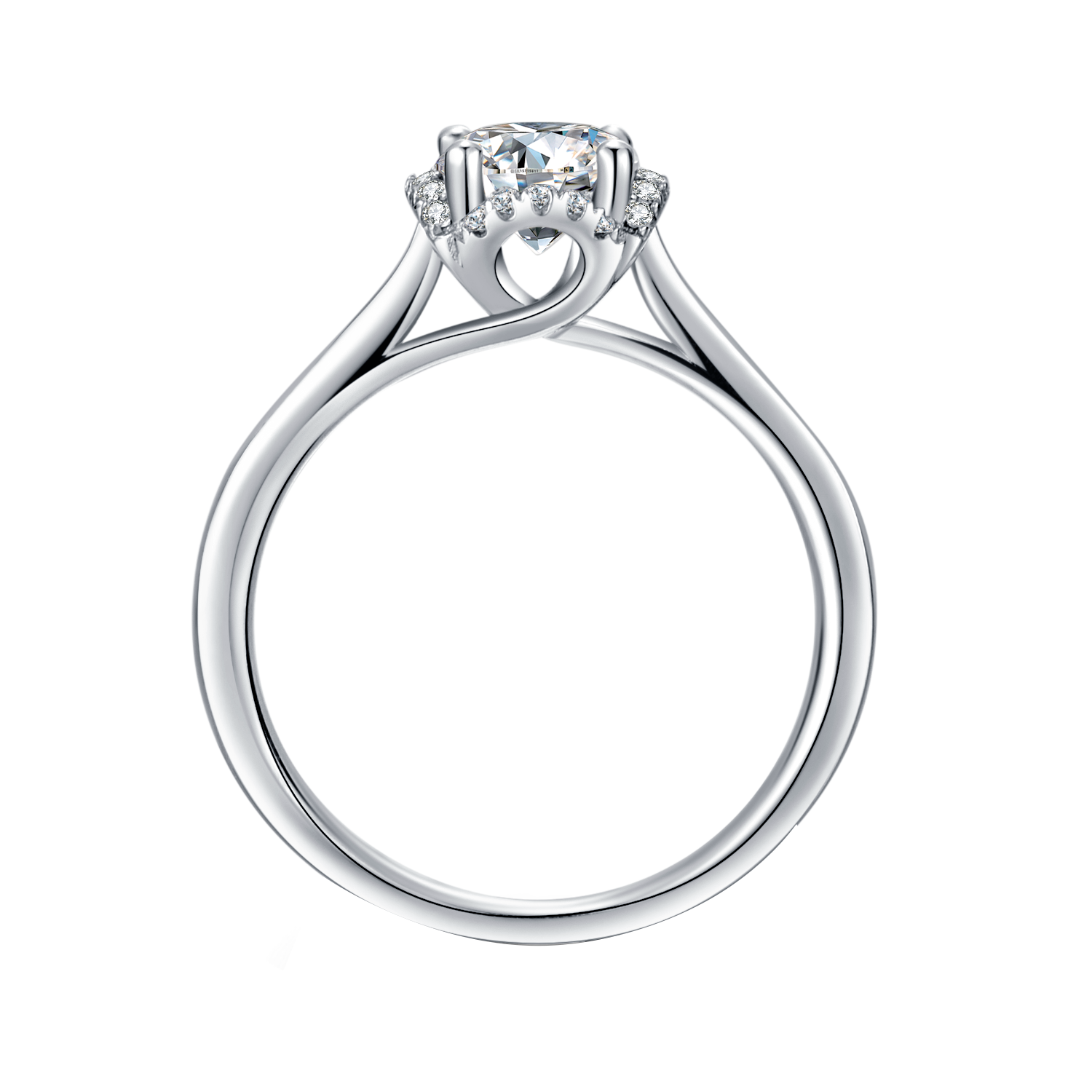 Round Lab Grown Diamond Halo Engagement Ring