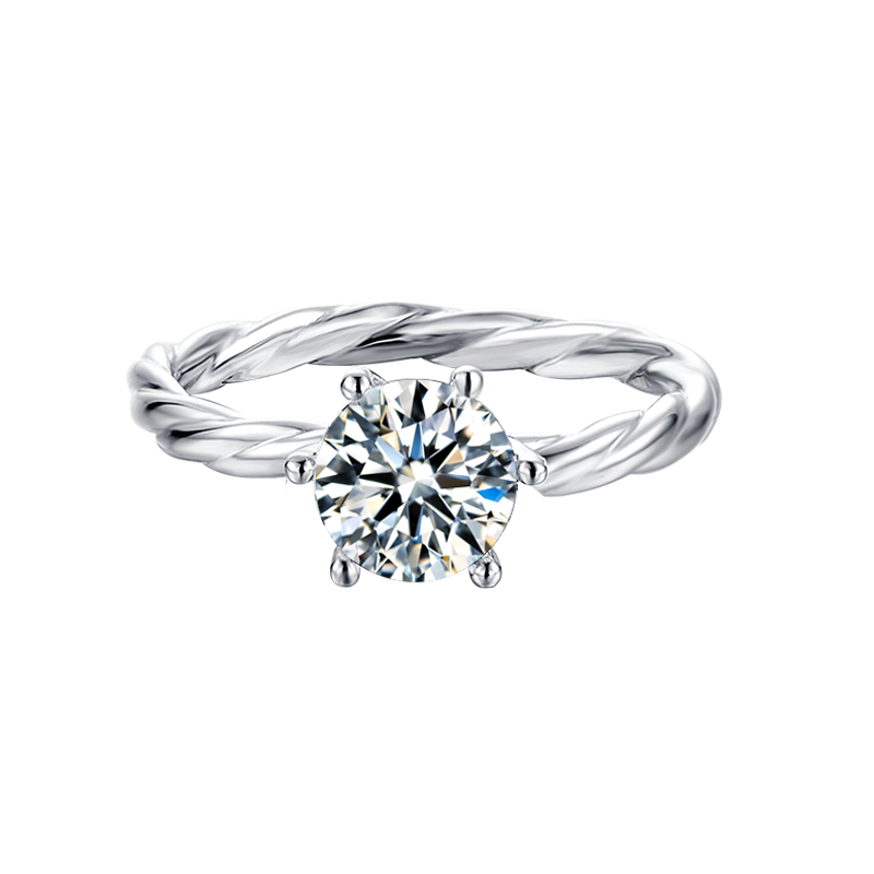 Round Lab Grown Diamond Twist Vine Solitaire Engagement Ring-Romance Series1