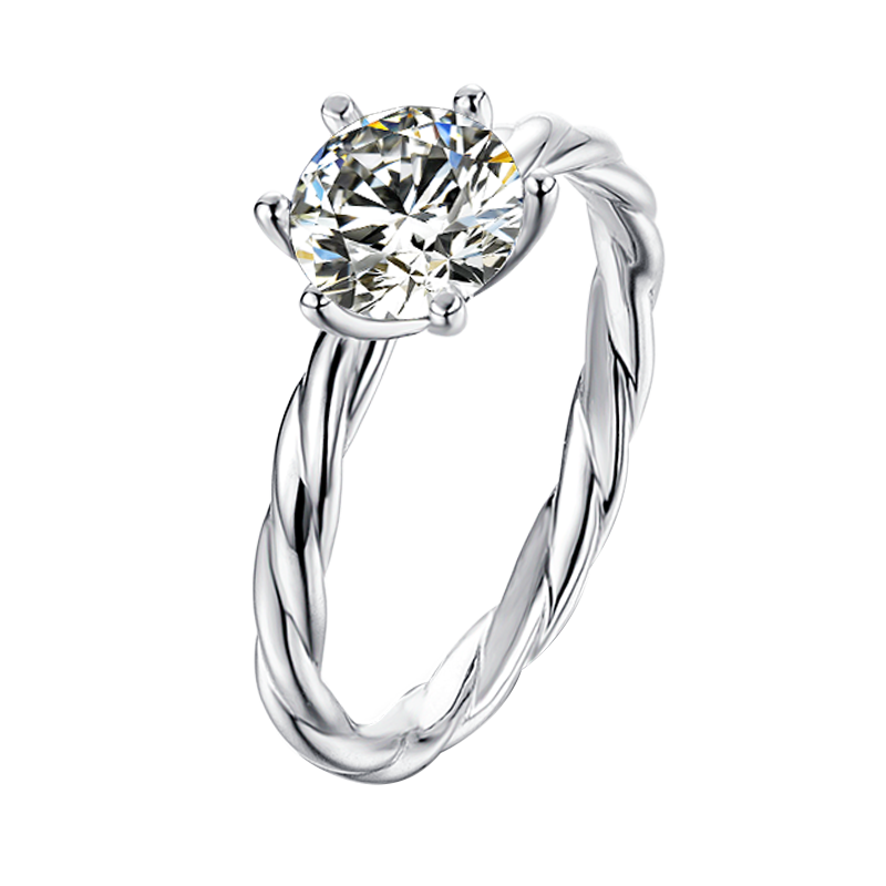 Round Lab Grown Diamond Twist Vine Solitaire Engagement Ring-Romance Series1