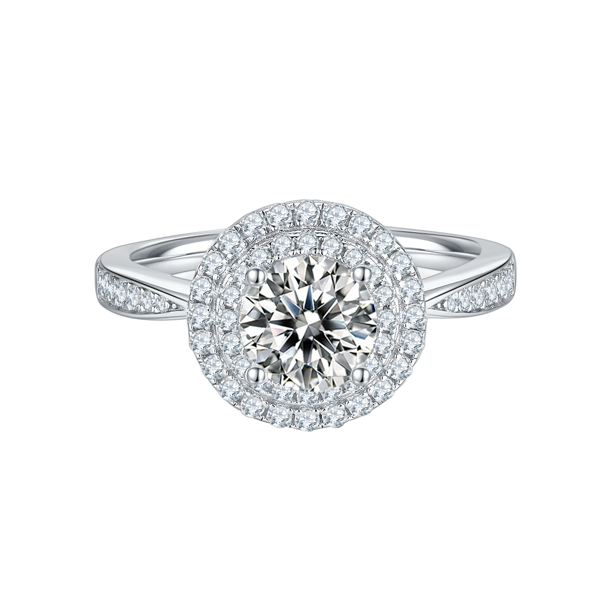 Round Shape Lab-Grown Diamond Double Halo Engagement Ring