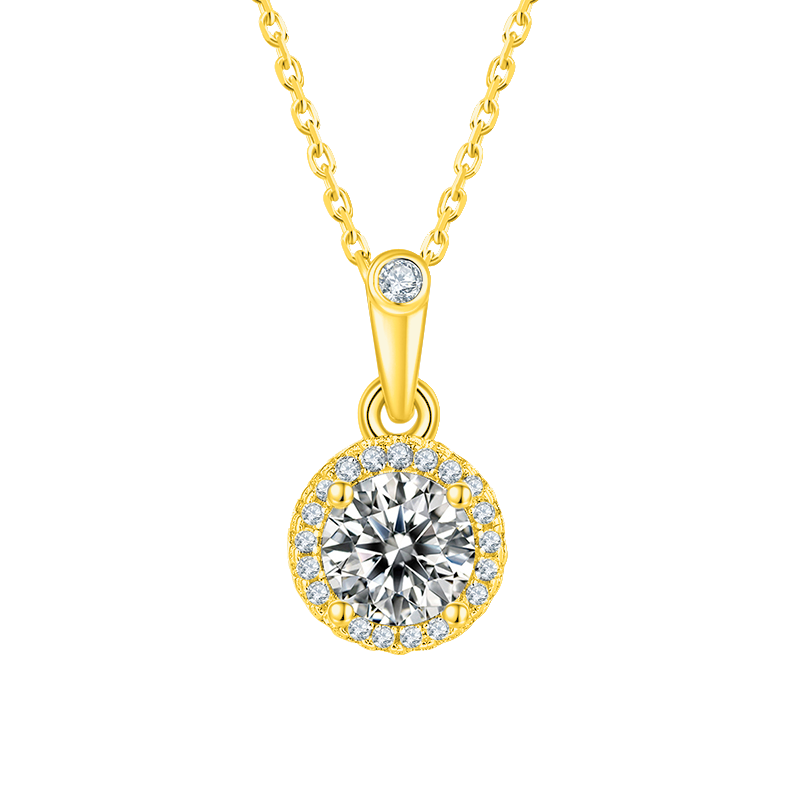 Round Shape Lab Grown Diamond Halo Necklace