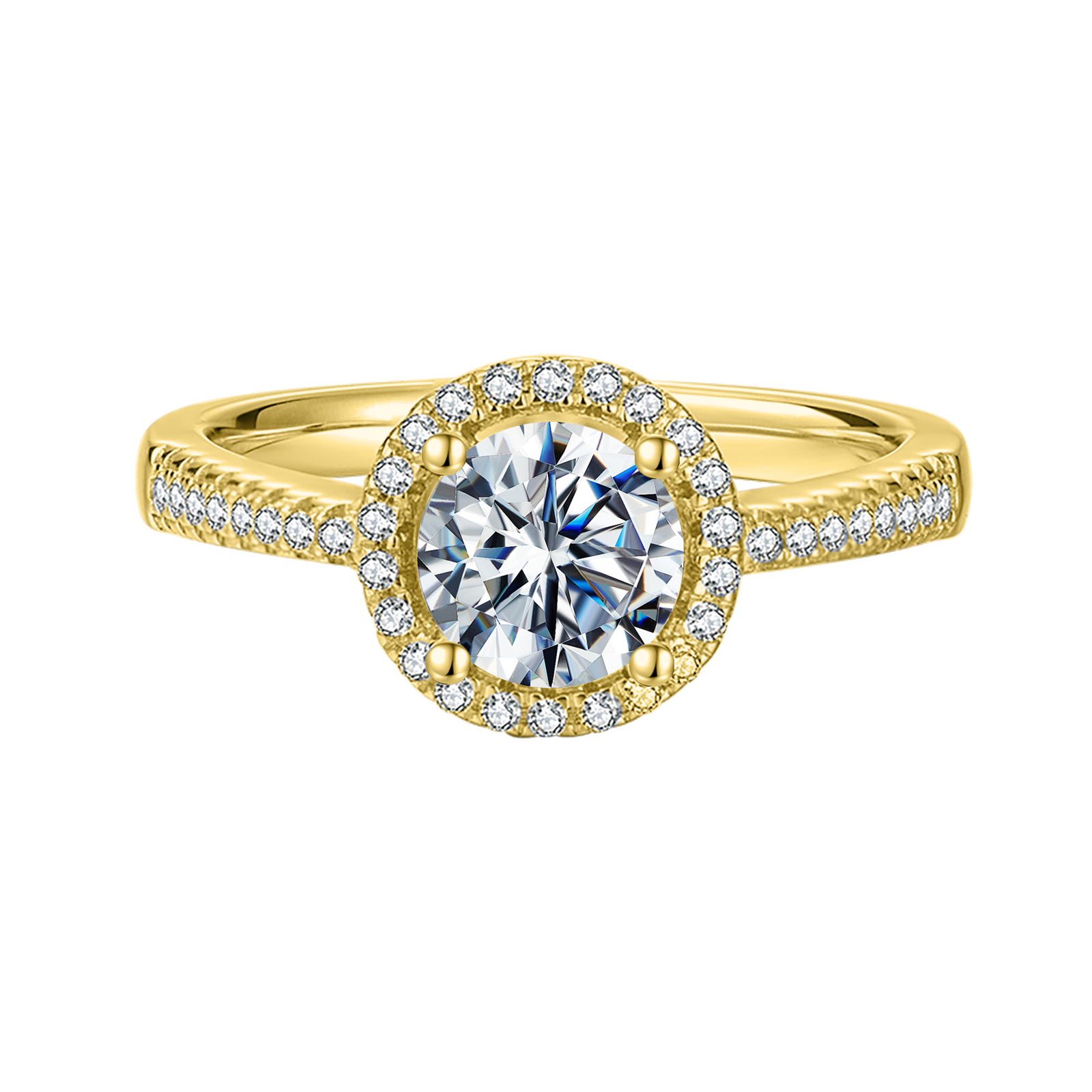 Round Lab-Grown Diamond 14K Gold Halo Engagement Ring