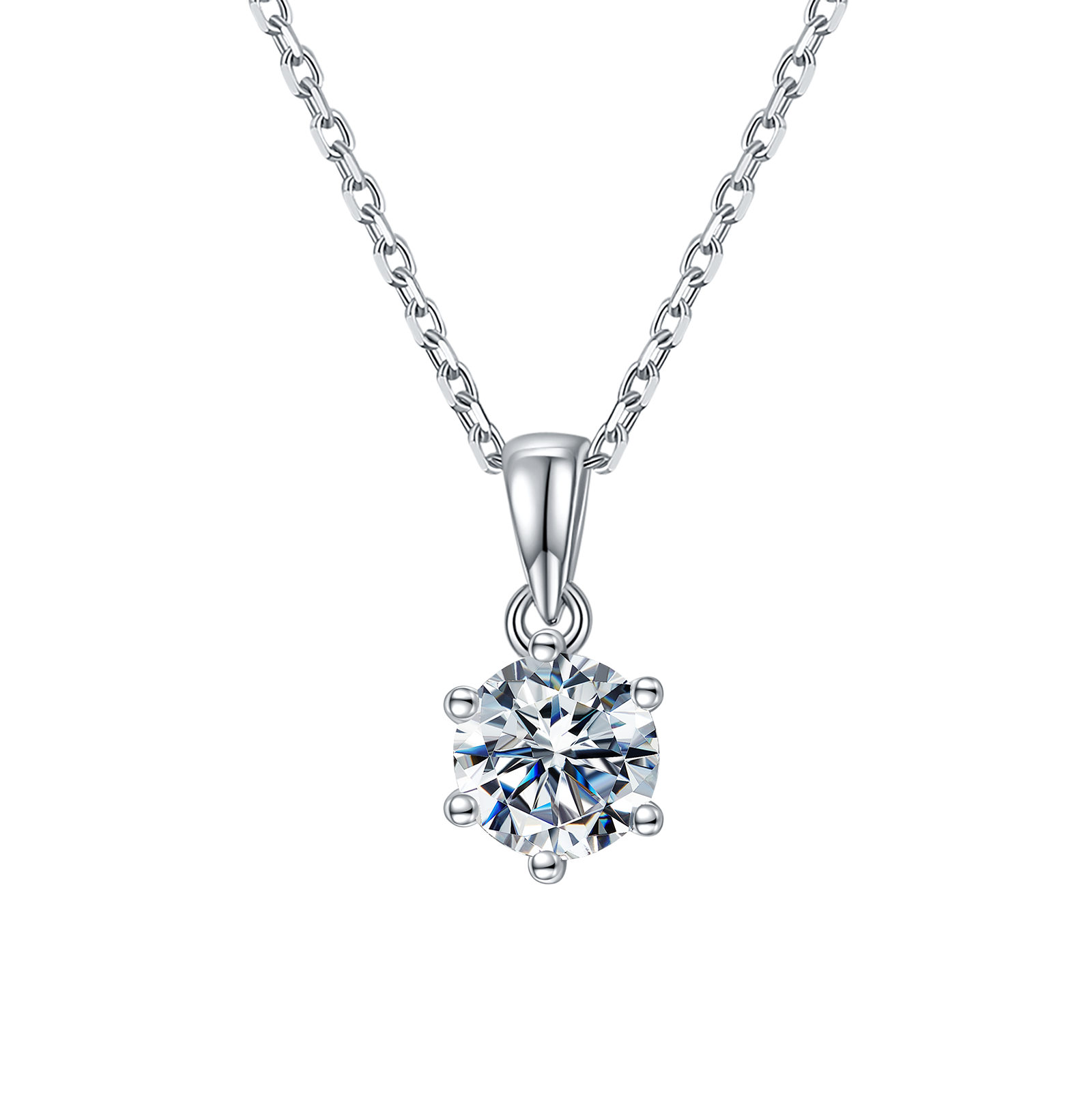 Round Lab Grown Diamond 14K Gold Classic Six-Prong Necklace