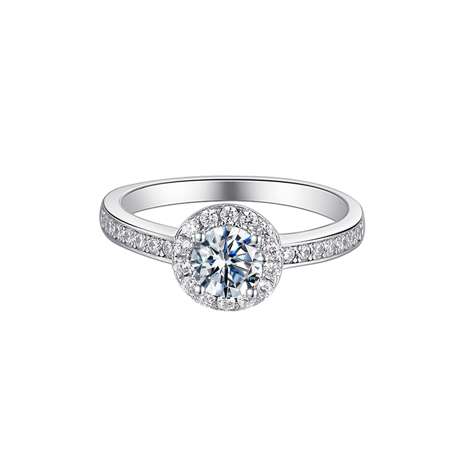 Round Lab Grown Diamond 14K Gold Halo Engagement Ring