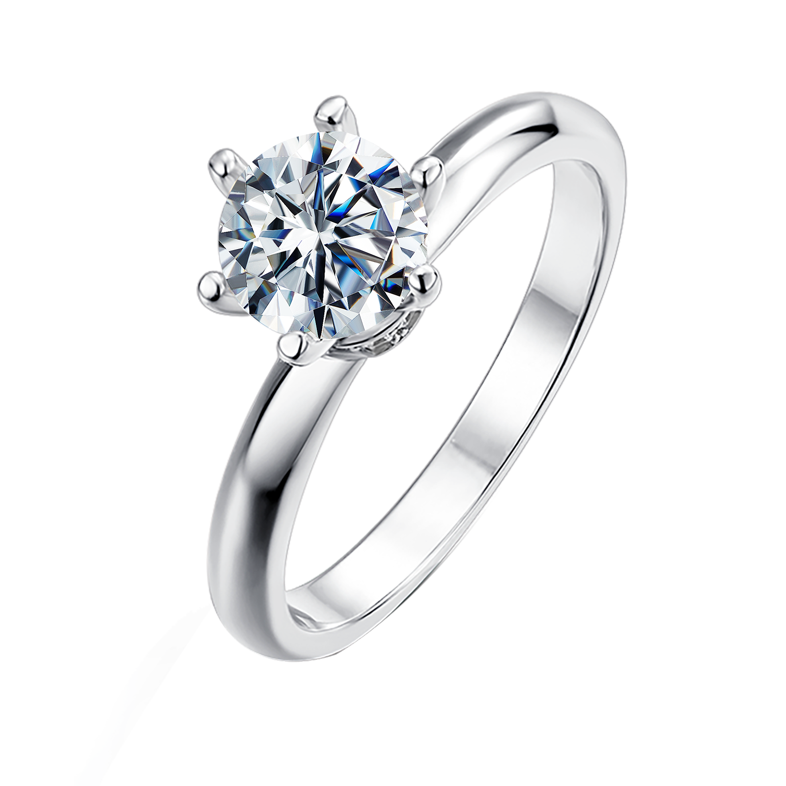 Round Lab Grown Diamond 14K Gold Six-Prong Engagement Ring