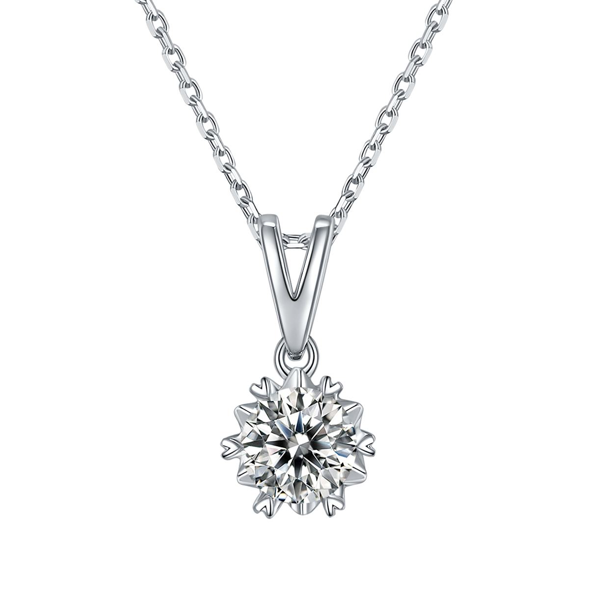 Round Lab Grown Diamond 14K Gold Solitaire Necklace