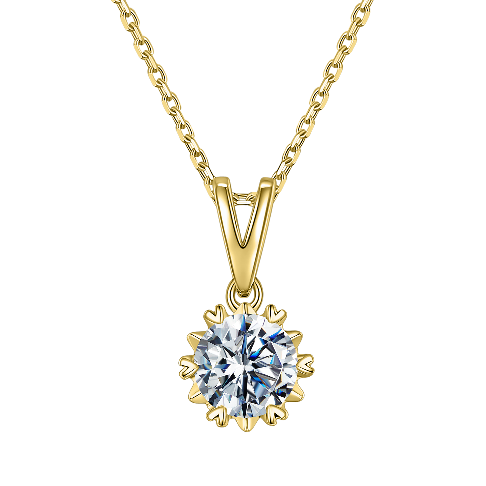 Round Lab Grown Diamond 14K Gold Solitaire Necklace