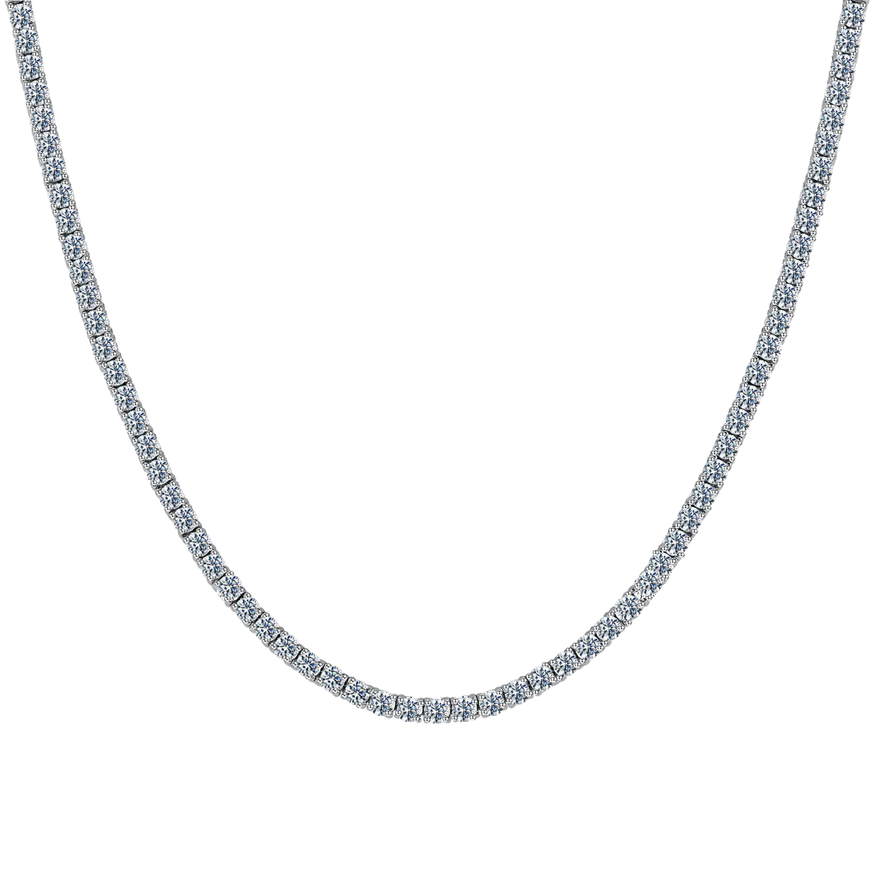 Round Lab Grown Diamond 14K Gold Tennis Necklace