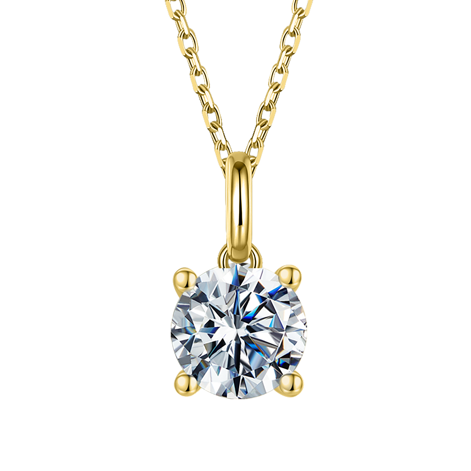 Round Lab Grown Diamond 14K Gold necklace