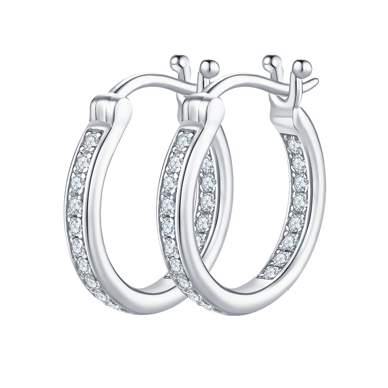 Round lab grown diamond hoop earrings