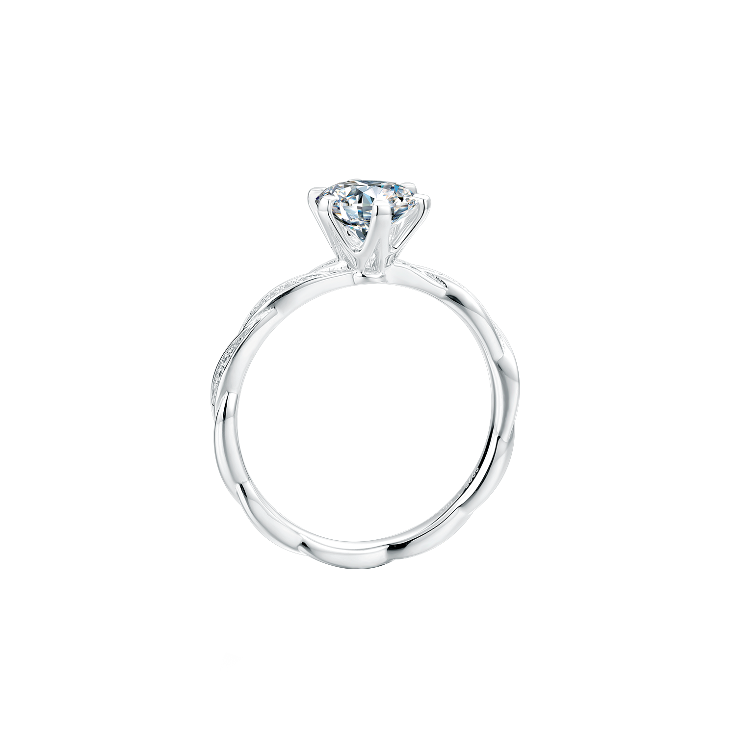 Six-Prong Setting Side Stone Diamond Engagement Ring