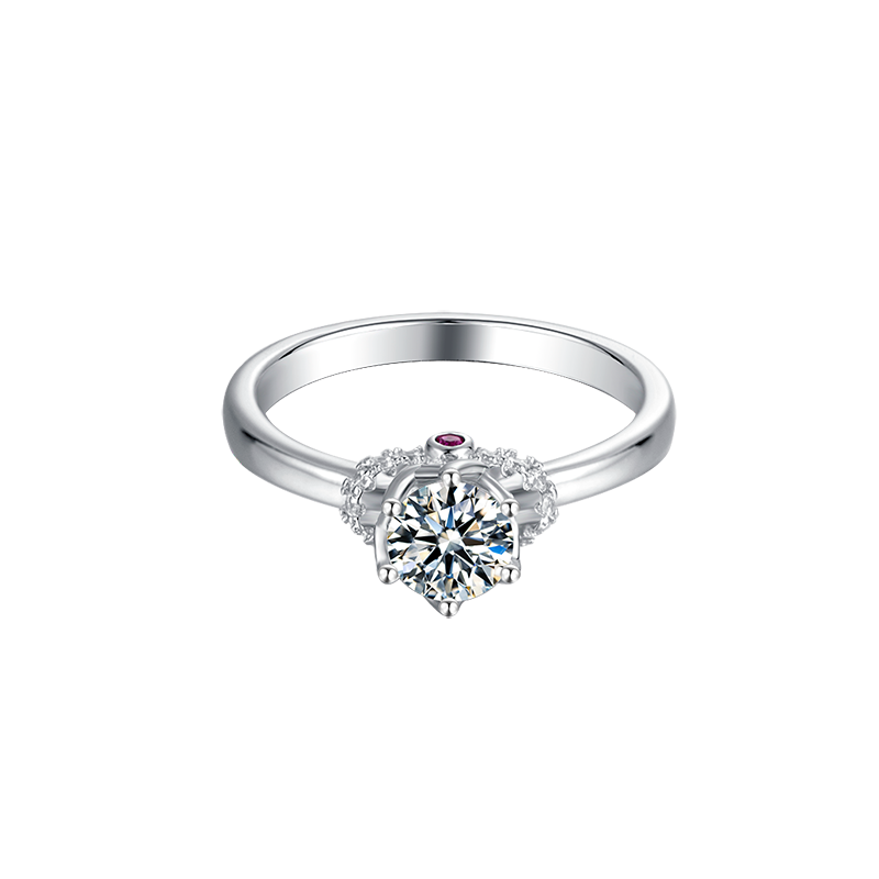 Six Prong Round Lab Diamond Vintage Engagement Ring