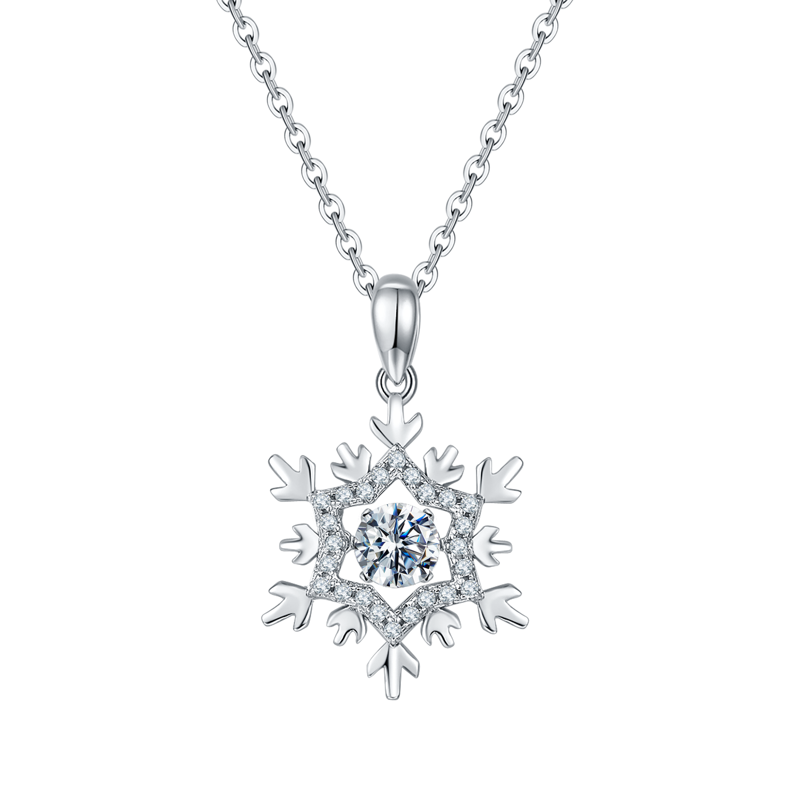 Snowflake Lab Grown Diamond 14K Gold Pendant Necklace