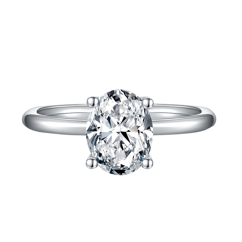 Solitaire Oval Shape 18K Gold Lab Grown Diamond Ring