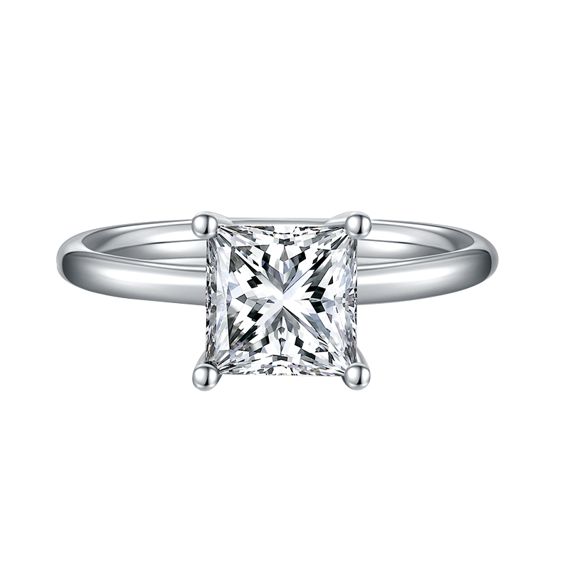 Solitaire Princess Shape 18K Gold Lab Grown Diamond Ring