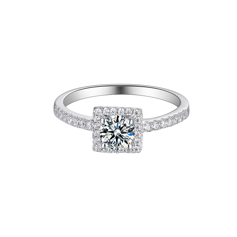 Square Halo Round Lab Diamond Engagement Ring